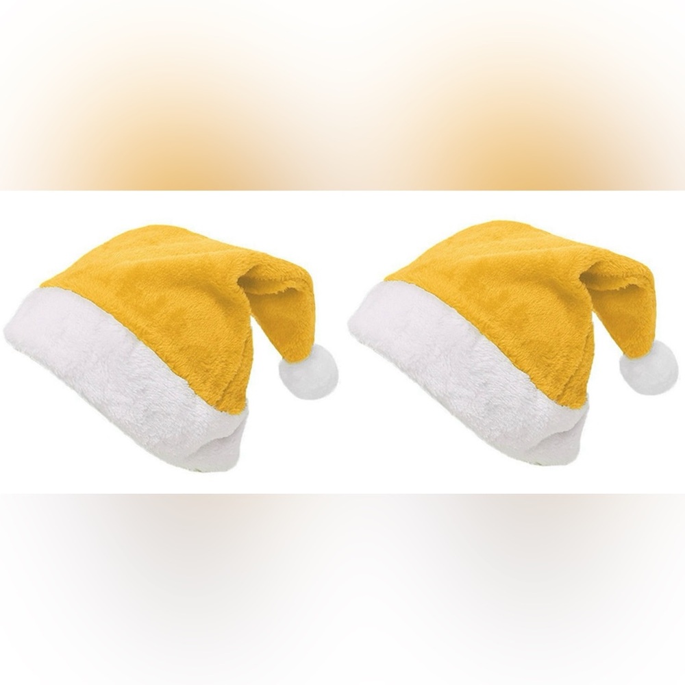 Adult Plush Christmas Hat in Gold - Set of 2